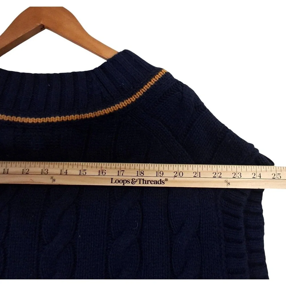 Banana Republic BR Athletics Sweater Vest Men's XL Navy Cable Knit Wool Cashmere